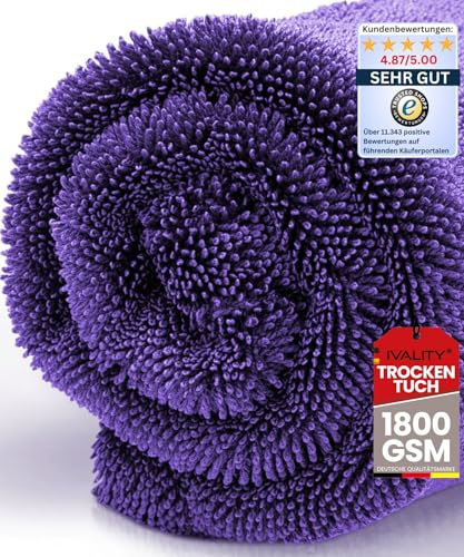 Ivality® Panno asciutto per auto, XXL, 40 x 40 cm, ultra assorbente, 1800 g/mq, per moto, tessuto in microfibra intrecciato, privo di pelucchi e vernice, per la cura dell'auto