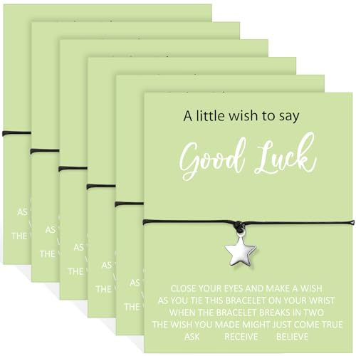 Otuuz Luck Bracelets Adjustable Star Charm Black Rope | Good Luck Charm for Exam Graduation, Adjustable for Boys Girls Adults, Inspirational Card, Perfect Encouragement Gift