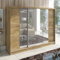 A&J MöbelLand Schwebetürenschrank VIDA Kleiderschrank 3-türig mit Schubladen, und Spiegel, Garderobe 200 cm (Eiche Kraft Gold)