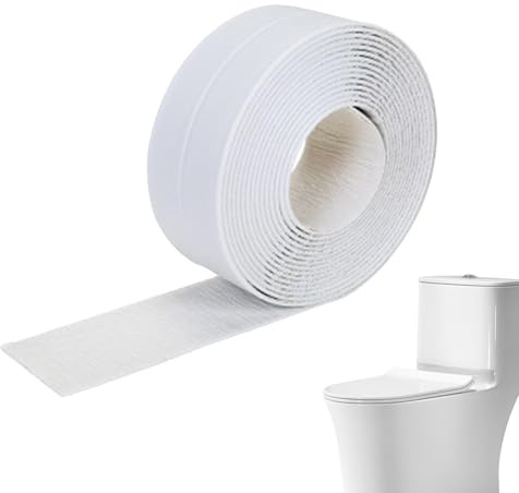 Duroecsain Cinta selladora para cocina y baño - Tiras adhesivas para sellar el baño, protección impermeable para bordes del inodoro, cinta selladora adhesiva para baño, cinta selladora para lavabo