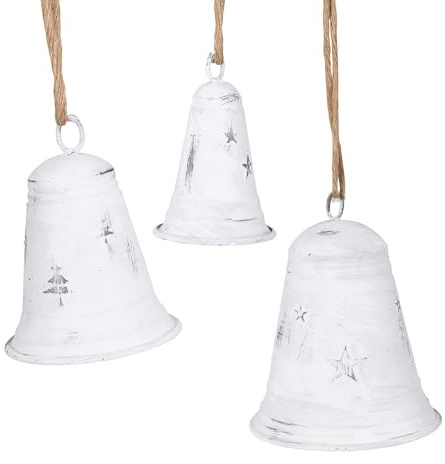 Glocken-Set Zink Weiß Weihnachtsglocke 3 Stück Nikolaus Weihnachtsdeko