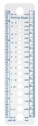Pocoiau Multifunktionales Stricknadel-Messlineal, Stricknadel-Messwerkzeug, Strickmesslineal, Nadelgrößenwerkzeug