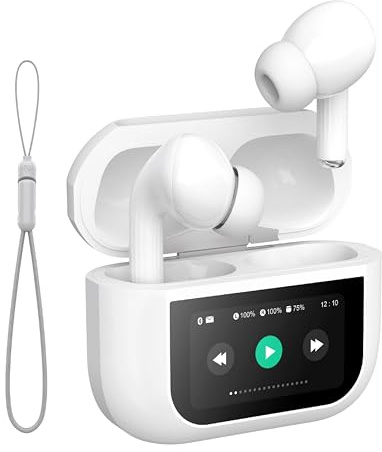 Véritables écouteurs sans fil pour Apple iPhone 17e 16e, écouteurs Bluetooth 5.4 avec écran LED, appels HD, charge rapide de type C, portée de 10 m, 4 heures de conversation, écouteurs stéréo basses