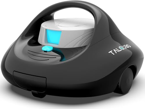 TALOSBO Pleco Se Aspirateur Piscine Hors Sol, 130 Min de Nettoyage Puissant, Charge Rapide en 2,5h, Moteurs à Double Entraînement, Idéal pour Robot Piscine Plat Jusqu'à 80 m².