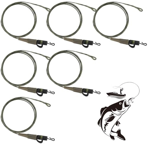 TYBYBB 6PCS Angelzubehör Karpfen Zubehör 64cm 45lb Chod Rig Vorfach Leadcore Safety Lead Clip Haarmontage Karpfen Inline Helicopter Carp Ready Hair Fishing Rig Leader Zubehör Montage Pre Set