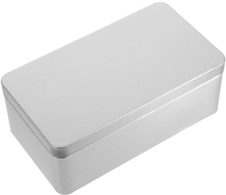 ULTECHNOVO Large Rectangular Silver Tin Storage Box with Lid Metal Keepsake Container for Candy Cookies and Jewelry Moisture Resistant Seal Versatile Storage