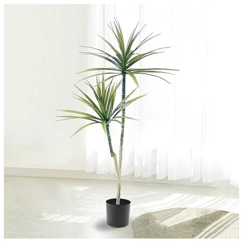 CURBX Tall Artificial Dragon Blood Tree, Artificial Dracaena Tree, Fake Yucca Floor Plant, Greenery Plan For Indoor Outdoor Office Home Porch Decor(180cm/5.9ft)