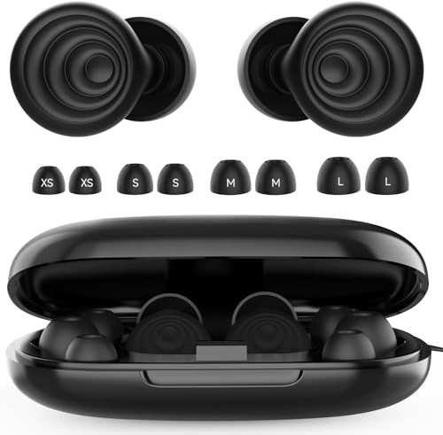 Nexavibe Noise Reduction Earplugs 45db for Sleeping,Concerts,Motorcycle,Focus Work & Travel - Reusable Silicone Ear Plugs for Adults with Portable Case - Includes 4 Sizes for All Ears