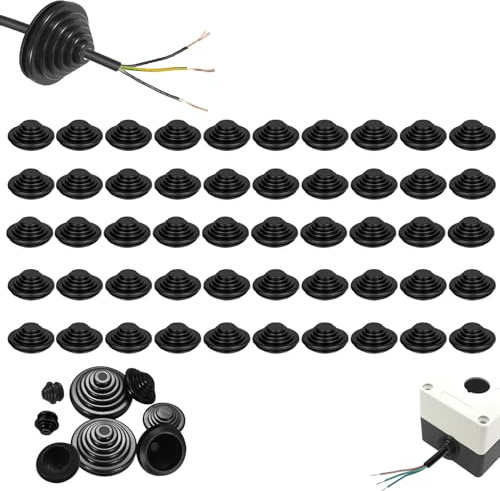 50 Pezzi Occhielli in Gomma Tappi Passacavi Gomma 20mm, Set Passacavi in per Fori, Guarnizioni Spina a Forma di Torre per Cablaggio di Cavi Idraulici (50PCS, 20mm)