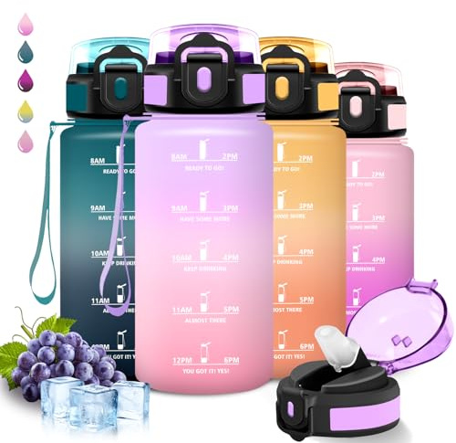 Borraccia, 500ml Borraccia Bambini, Borracce con Cannuccia, Senza Perdite, Bottiglia Motivazionale, Facile da Pulire, Water Bottle Con Slogan Motivazionale, per Scuole, Campeggio, Viaggio, Ciclismo