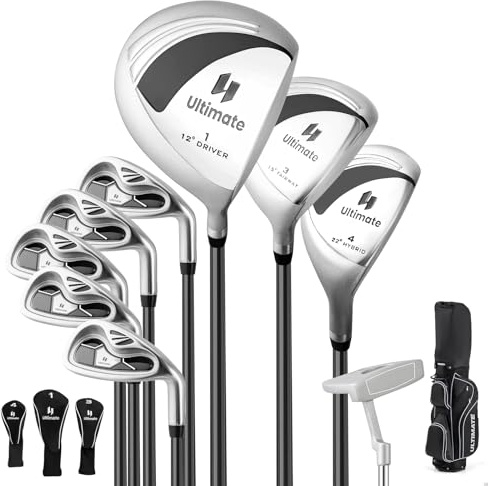COSTWAY Ensemble de Golf Complet pour Femmes, Comprend 460CC #1 Driver #3 Fairway #4 Hybride #6#7#8#9 & #P Fers Putter 3 Protèges-Chef et Sac de Chariot Portable, pour Dames (Noir)