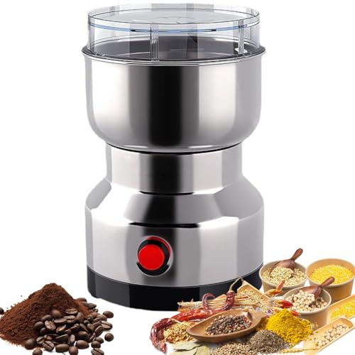 250W Electric Spice & Coffee Grinder - 200g Stainless Steel Dry Food Blender, 6s High-Speed for Beans/Nuts/Seeds/Herbs, Portable Compact Kitchen Tool