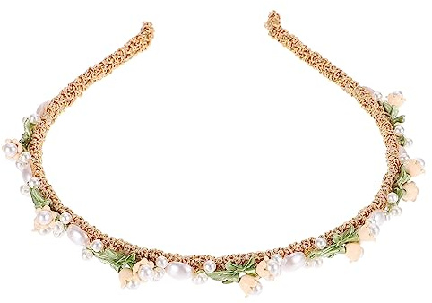 PACKOVE Diadema De Lirio Valles De Perlas Diseño Floral Para Mujer Para Bodas y Novias