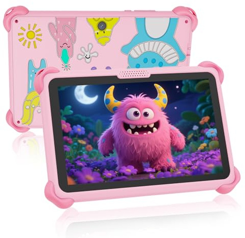 VESWWE Tablette Enfant 7 Pouces Android Tablette Enfants avec WiFi 32Go ROM avec étui de Protection Contrôle Parental Tablet Educative Enfant 3-7 Ans de Garçons et Filles (Rose)
