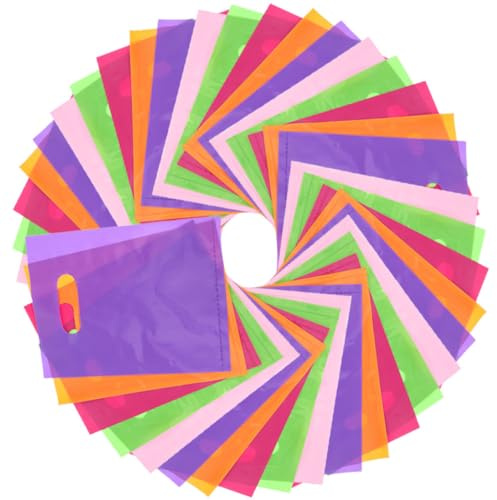 CTIRCHIU 100stücke Geschenktüten Aus Kunststoff Dekorative Flachbeutel Für Partygeschenke Farben Gelb Grün Lila Für Geburtstage Hochzeiten Und Feiertage