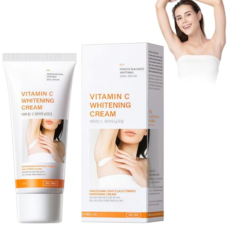 Crème Éclaircissante Corps et Zones, Anti-Taches à la Vitamine C, Hydratante Unifiante pour Peaux Foncées, Cou, Genoux, Aisselles, Intérieur des Cuisses, 60g