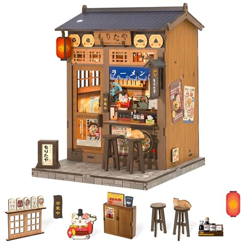 Fsolis Book Nook Japan, Booknook Puppenhaus Modell für Jugendliche ab 14 Jahren - Dekoratives Bücherregal-Display & Wohndeko | Kreativgeschenk für Junge Bastler(Morita-Ya)