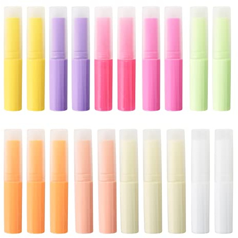 Lot de 20 Tube de Rouge à Lèvres Vide, Stick à Lèvres Vide, Contenant de Maquillage Cosmétique Rechargeable Idéals pour le DIY de Brillant à Lèvres, Deodorant Baume, Voyage(5g)-Multicolore
