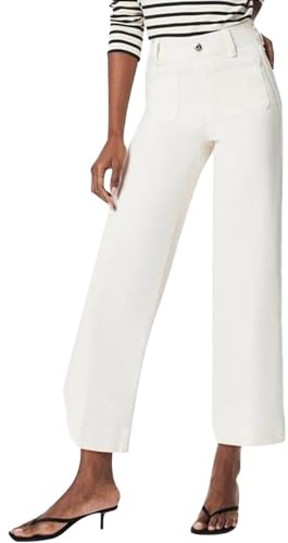 Breda ben jeans elastisk midja, hög midja jeans för kvinnor push-up rumplyft breda ben byxor avslappnad passform dragkedja flugknapp stängning raka byxor casual damer denimbyxor, Vitt, 3XL