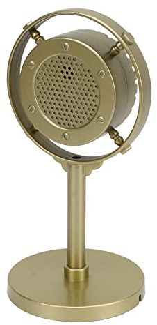 BONKZEBU Klassische Retro-Mikrofon-Requisite aus Kunststoff, Ideal für Rollenspiele und Karaoke, Ideal für Vintage-Mottopartys, Leicht und Einzigartig, Inklusive 1 Mikrofon und 1 Sockel (Gold)