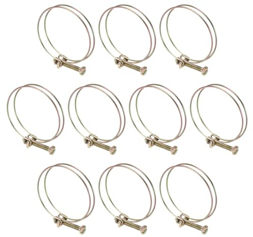 sourcing map 10pcs Adjustable Double Wire Hose Clamp 62-66mm Carbon Steel Wire Hose Clips Pipe Tube Clamps for Dust Collection Rubber PVC Pool Pump Hose