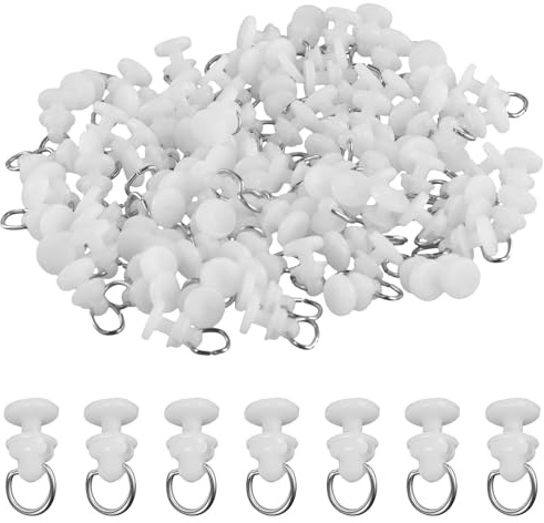 100 Pcs Plastic Curtain Hooks Gliders, 23x10.5mm White Shower Curtains Rail Sliding Hooks, Curtain Track Runners, Drapery Hook for Window curtains
