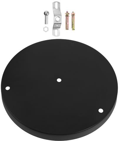 CHICAMPERA Plaque de Plafond en Fer Noir Ø 29Cm Suspendre à 3 Sorties Rosace Luminaire Cache-Trou Rond, Montage Facile pour Lustre la Cuisine et Salon, Accessoires Fournis