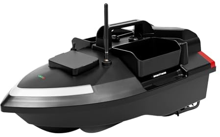 DDTABASE Barca da pesca GPS, 500 m, telecomando, con 3 scatole per esche, batteria da 12000 mAh, telecomando per pesca, senza fili, pesca notturna, faro di ricerca a LED