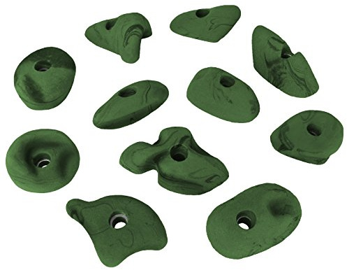 ALPIDEX 11 Klettergriffe | Griffe Größe L, M | Klettersteine | Klettergriffset | Verschiedene Ausformungen Farben - Farbe:grün-meliert