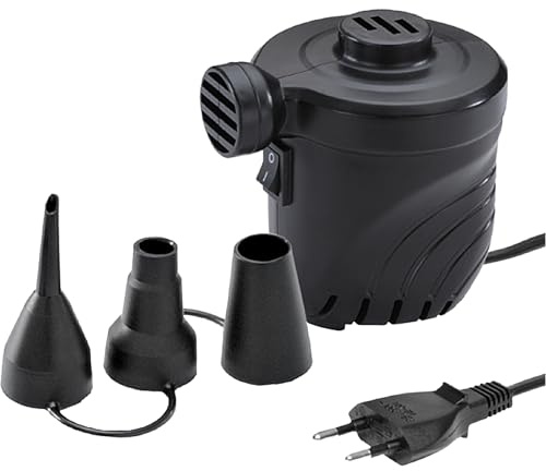 High Peak 49715 Elektropumpe 230V, E-pumpe, 3 extra Ventile, extra stark, Schwarz