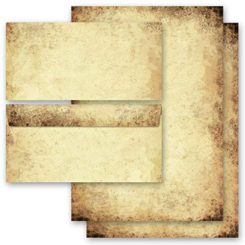 Briefpapier Sets Motivpapier Antik & History, ALTES PAPIER 100 Blatt Briefpapier + 100 passende Briefumschläge DIN LANG ohne Fenster | Paper-Media