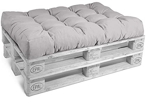 Beautissu Sitzkissen Palettenkissen Outdoor 120x80 cm – Gepolsterte Auflagen für Paletten Europaletten Palettensofa Lounge Kissen Outdoor Palettenmöbel Palettenpolster Hellgrau – Style