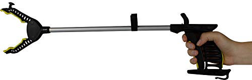 Mobiclinic, Pinza telescopica, Marchio europeo, Pieghevole, Prensile, 60 cm, Raccoglitore di immondizia, Morsetto in gomma, Acciaio inox, Colore nero e giallo