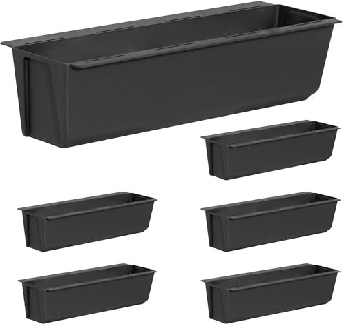 ARTECSIS Fioriera per Pallet Europeo – Set da 6 Vasi in Plastica Antracite – Ideale per Balconi, Giardini e Terrazze – Resistente alle Intemperie