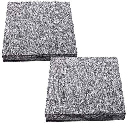 uyoyous 20 Stück Teppichfliesen, 50 x 50 cm Teppich mit Bitumenrückseite, Frei Verlegbare, Rutschfeste Teppichfliesen für den Innenbereich, Geeignet für Wohnräume Hellgrau