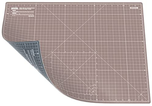 ANSIO Craft Cutting Mat Self Healing A2 Double Sided 5 Layers - Quilting, Sewing, Scrapbooking, Fabric & Papercraft - Imperial/Metric 22.5 Inch x 17 Inch / 59cm x 44cm - Brown/Grey