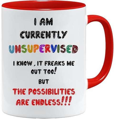 I Am Currently Unsupervised Funny Mug | Quirky Gifts for Friends | Fun Coffee Mug for Office | Humorous Gift for Men and Women | Unique Birthday Present