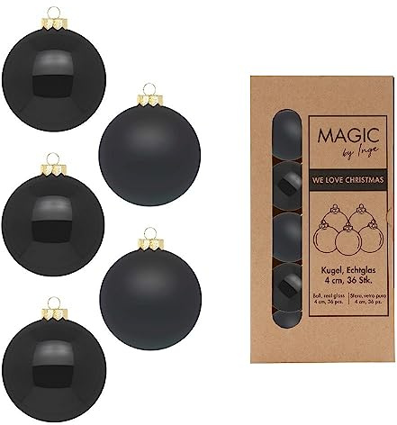 Weihnachtsbaumkugeln-Inge Glas-schwarz-4cm-36 Stück