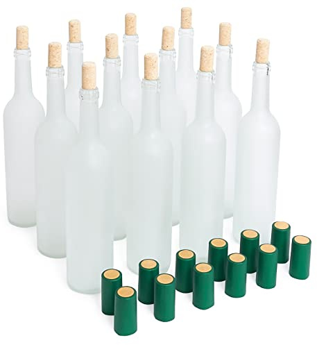 GOLDBEARUK Botellas vacías de vino de 750 ml, juego de 12 (transparente esmerilado)