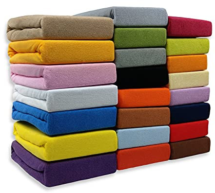 2er-Set SPANNBETTLAKEN Frottee Bettlaken Baumwolle Spannbetttuch Betttuch Doppelpack (Dunkelgrün, 90-100 x 200 cm)