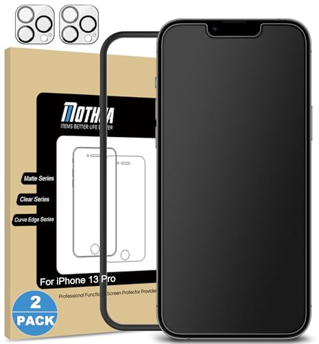 Mothca Matte Schutzfolie für iPhone 13 Pro, 2 Stück + 2 Kameraschutz | Matte Displayschutzfolie mit Montagerahmen, Anti-Glare Screen Protector, Nano-Ätztechnik, Anti-Fingerabdruck, 9H-Hartglas