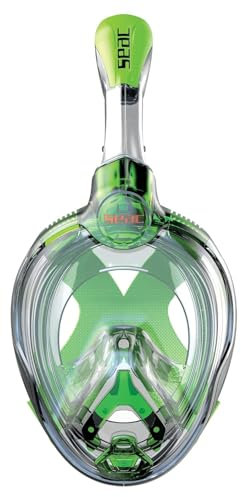 Seac Unica SLT, maschera integrale da snorkeling per adulti e bambini dai 6 anni in su, facciale in polimero anallergico senza ftalati, testata e brevettata, JUNIOR, trasparente/verde
