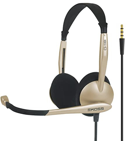 Koss CS100i Auriculares con Cable y Micrófono con Cancelación Ruido, Cascos de Diadema Ajustables On Ear para Videoconferencia Oficina, Call Center, Comunicación, Zoom, Conexión Jack 3,5mm