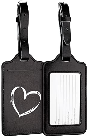 kwmobile 2X Etiqueta para Maleta - Tarjetas de identificación de Equipaje de Cuero sintético - Colgante para Viajes - Blanco/Negro