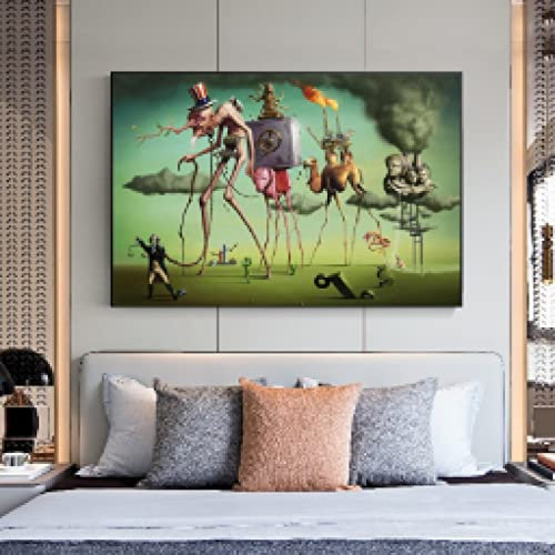 Zhadongli Art The American Dream von Salvador Dali Leinwandposter Berühmte Kunstwerke Reproduktion Abstrakte Gemälde Wandkunstbilder 60 x 80 cm (24 x 31 Zoll) rahmenlos