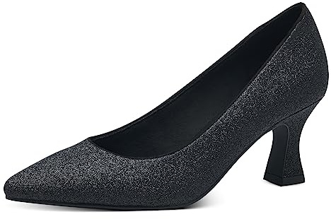 MARCO TOZZI by Guido Maria Kretschmer Damen Pumps Kleiner Absatz Glitzer, Schwarz (Black Metallic), 36