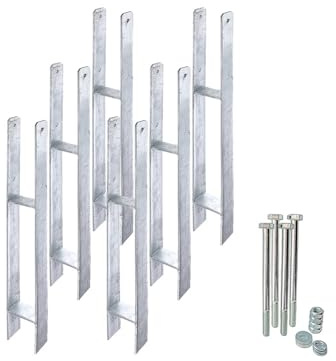 siwitec 6er-Set H-Pfostenträger mit Befestigungsmaterial | Materialstärke 6 mm | Länge 600 mm | Breite 101 mm | feuerverzinkt | zum Einbetonieren | CE-Kennzeichnung