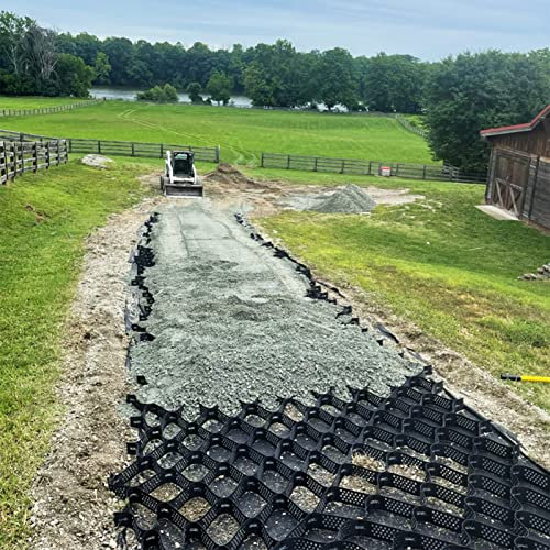 Stabilisateur Gravier Grille de Pavés de Gravier Extérieur pour L'allée, Grille de Stabilisateur au Sol de Support en Nid d'abeille pour Base de Hangar en Plastique, Passerelle, Facile à Installer et