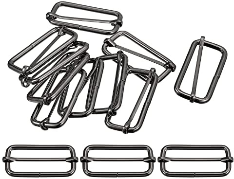 sourcing map Metall Gürtelschnalle 38x20x3.8mm, 20 Pcs Pistolen-Schwarz Leiterschnalle Kohlenstoffstahl Schiebeschnalle Taschenzubehör zum Nähen für Handtaschen, Geldbeutel, Rucksack Reparatur