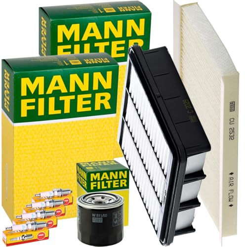 Mann Filter Inspektionspaket | CU2532 (LA441)+C2029 (LX2752)+W811/80+4x 91450 NGK Kompatibel mit Cee'd (jd),cee'd Schrägheck (ed),cee'd SW (ED),i30 (FD),i3